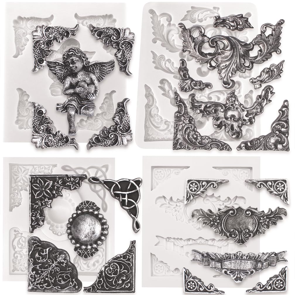 FUNSHOWCASE Silicone Mold Fondant Lace Baroque Angel Sculpture Frame Plaster Decoration Sugar Craft with 4 Pieces
FUNSHOWCASE Silicone Mold Fondant Lace Baroque Angel Sculpture Frame Plaster Decoration Sugar Craft with 4 Pieces
