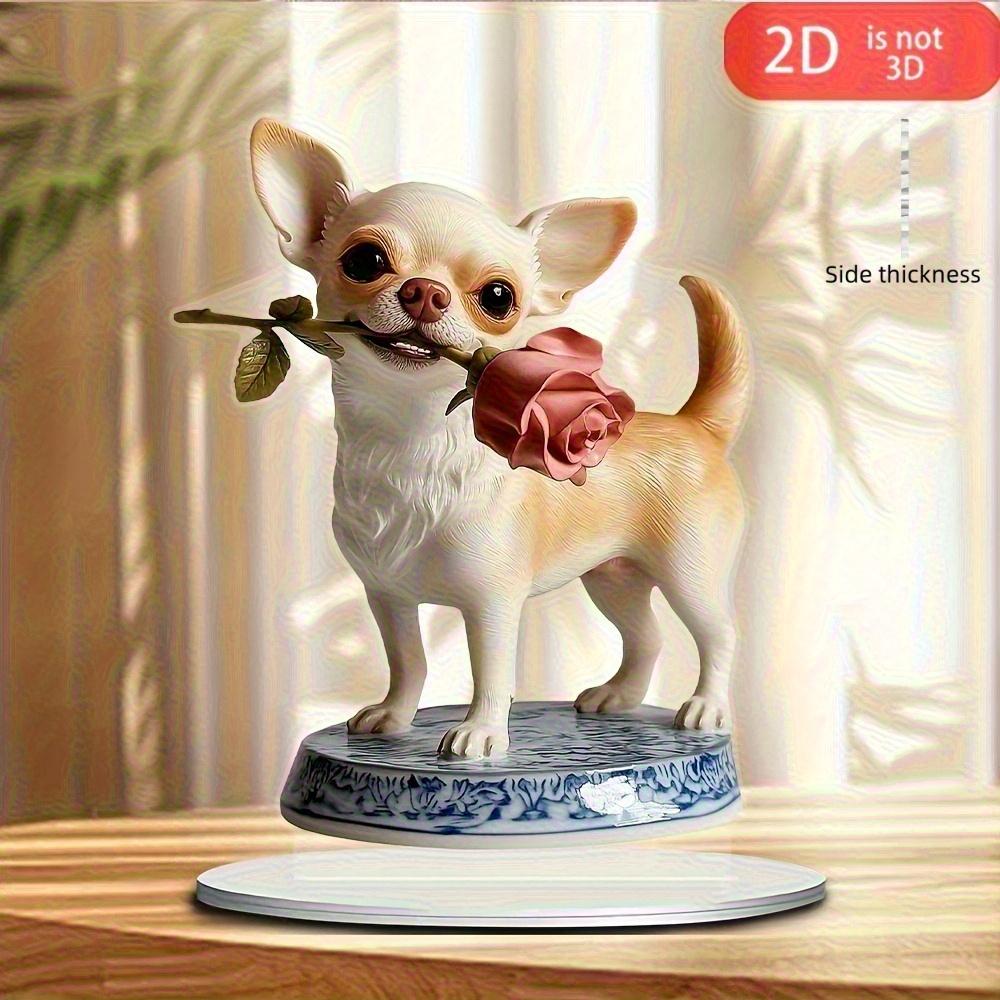 2D Acrylic Art Desktop Ornament, Chihuahua With Rose Design, Blue White Base Bohemian Decor For Home Office, Perfect Gift For Dog Lovers
2D Acrylic Art Desktop Ornament, Chihuahua With Rose Design, Blue White Base Bohemian Decor For Home Office, Perfect Gift For Dog Lovers