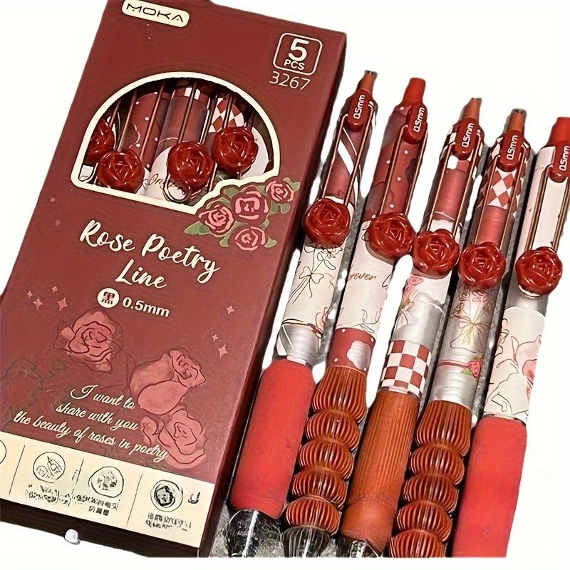 Retractable Gel Pen Set, Cute Floral Design with Movable Clip, High Aesthetic Appeal, Comfortable Grip, Soft Texture red
Retractable Gel Pen Set, Cute Floral Design with Movable Clip, High Aesthetic Appeal, Comfortable Grip, Soft Texture red