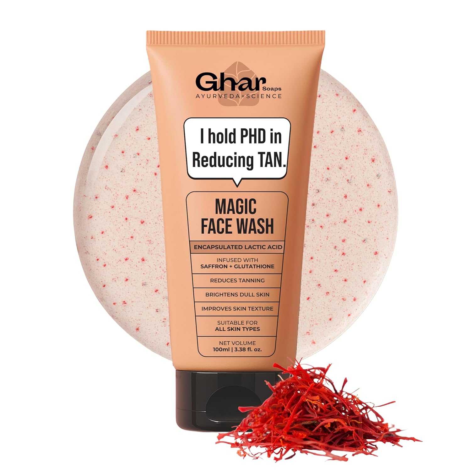 Ghar Soaps Magic De-Tan Face Wash Saffron & Glutathione 100 ml Brightening Glow Cleanser For All Skin Types Men Women
Ghar Soaps Magic De-Tan Face Wash Saffron & Glutathione 100 ml Brightening Glow Cleanser For All Skin Types Men Women