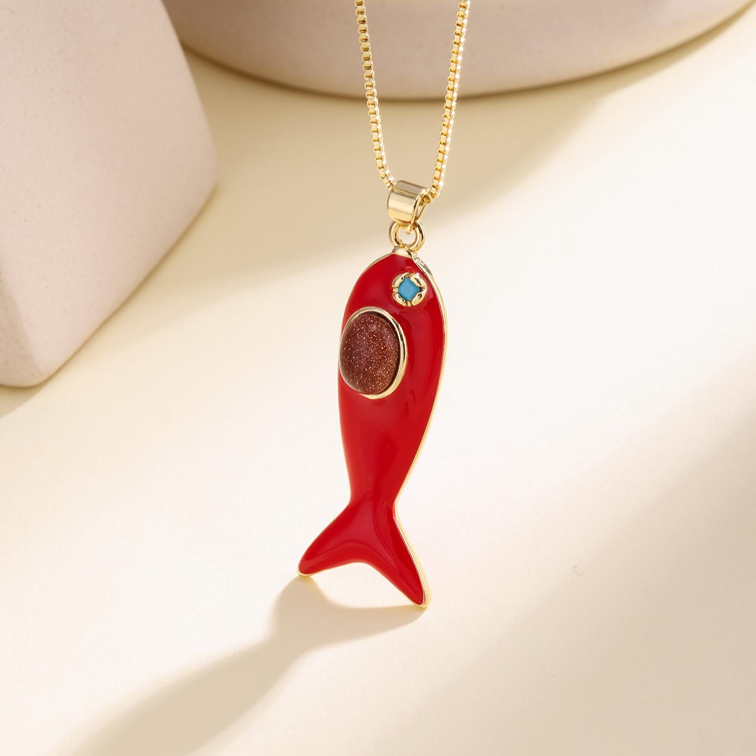 Nidin Cute Red Fish Pendant Inlaid Stone Adjustable Clavicle Necklace Trendy Ocean Animal Statement Jewelry For Women Daily Wear коричневый
Nidin Cute Red Fish Pendant Inlaid Stone Adjustable Clavicle Necklace Trendy Ocean Animal Statement Jewelry For Women Daily Wear коричневый