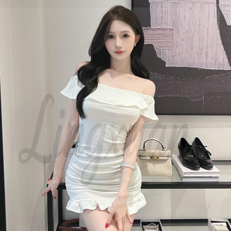 One-Shoulder Ruffled Slim-Fit Mini Dress with High-Stretch Cotton Small белый
One-Shoulder Ruffled Slim-Fit Mini Dress with High-Stretch Cotton Small белый