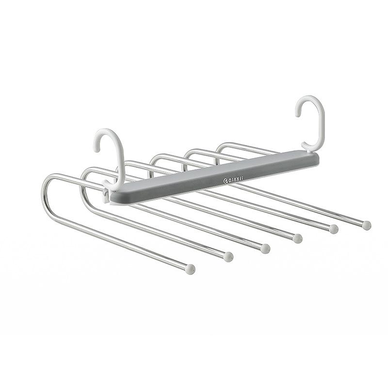 Выдвижная вешалка для брюк из нержавеющей стали в форме гуся – складной многофункциональный зажим для одежды и хранения 6 Hanger серый