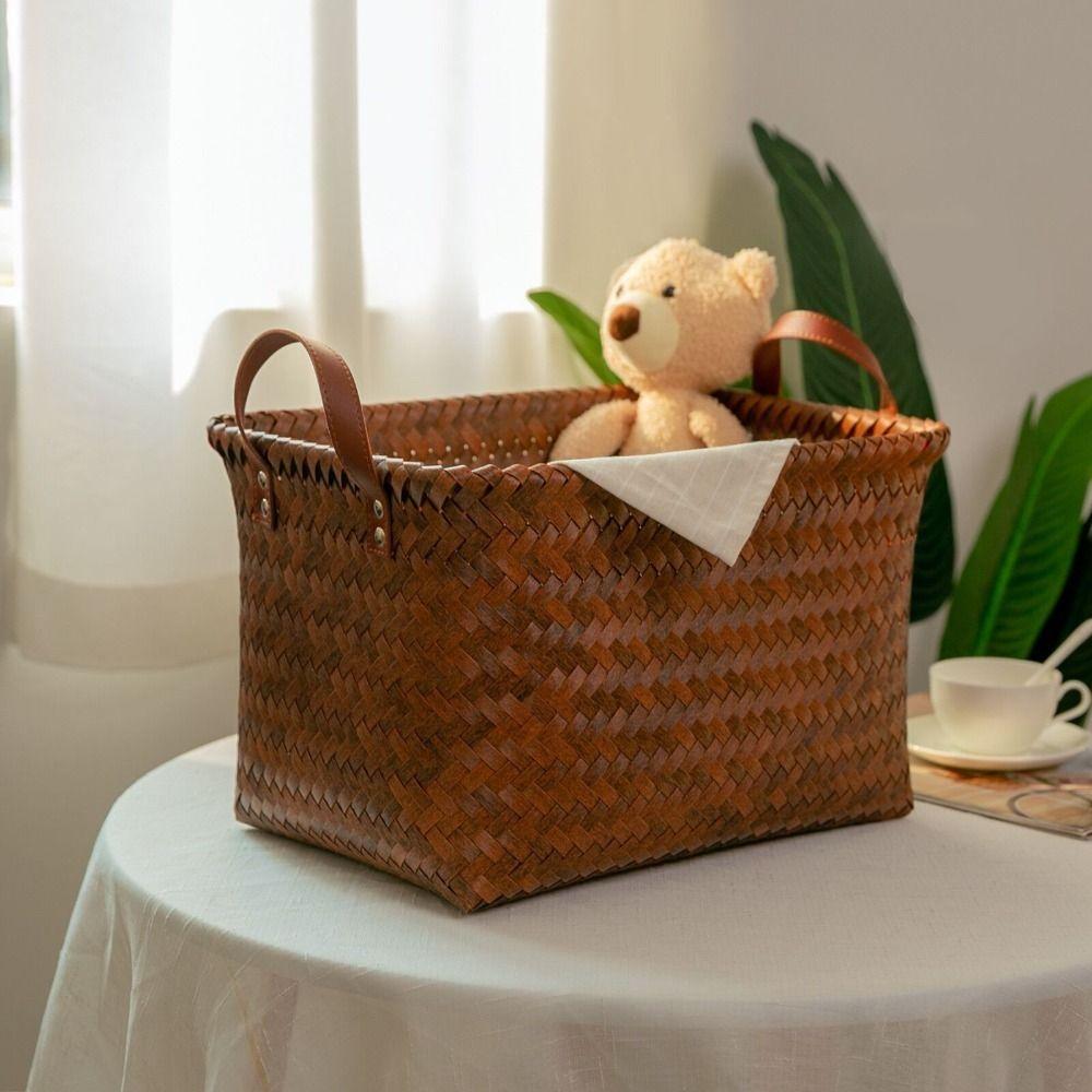 Imitation Rattan Weaving Dirty Clothes Basket Portable Picnic Basket Woven Basket Home Furnishings L
Imitation Rattan Weaving Dirty Clothes Basket Portable Picnic Basket Woven Basket Home Furnishings L