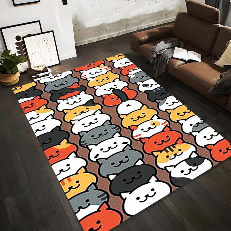 Cute Cartoon Cat Pattern Carpet with Colorful Kawaii Cat Faces on Brown Background Suitable for use as an anti-slip for room and bedroom sofas 40x60cm( 15x23in )
Cute Cartoon Cat Pattern Carpet with Colorful Kawaii Cat Faces on Brown Background Suitable for use as an anti-slip for room and bedroom sofas 40x60cm( 15x23in )