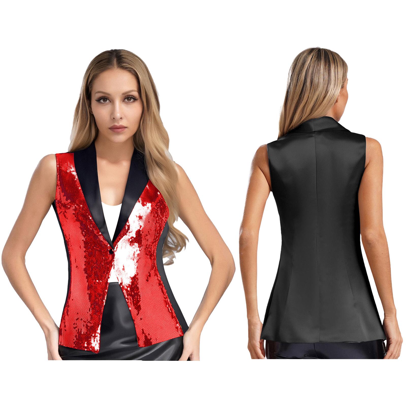 Elegant Sparkly Vest for Women S-XXL Sequin V-neck Waistcoat All-matched Banquet Wedding Celebration Evening Top S червоний
Elegant Sparkly Vest for Women S-XXL Sequin V-neck Waistcoat All-matched Banquet Wedding Celebration Evening Top S червоний