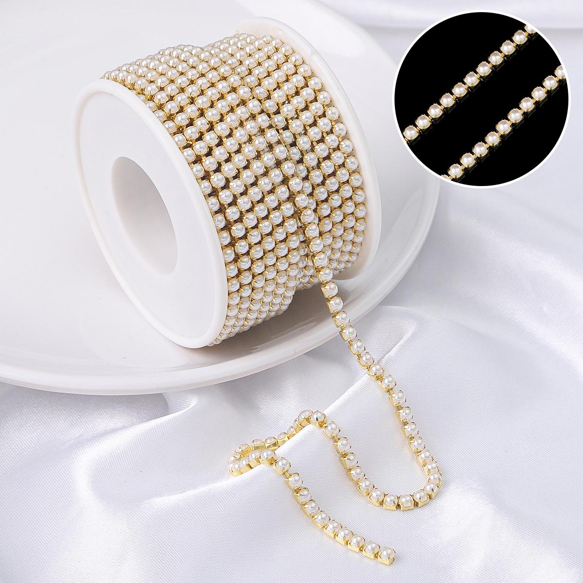 0,91 метра плотность плоская задняя часть стразы цепочка медная пришивная отделка стразами DIY аксессуары 3mm золотой/белый
