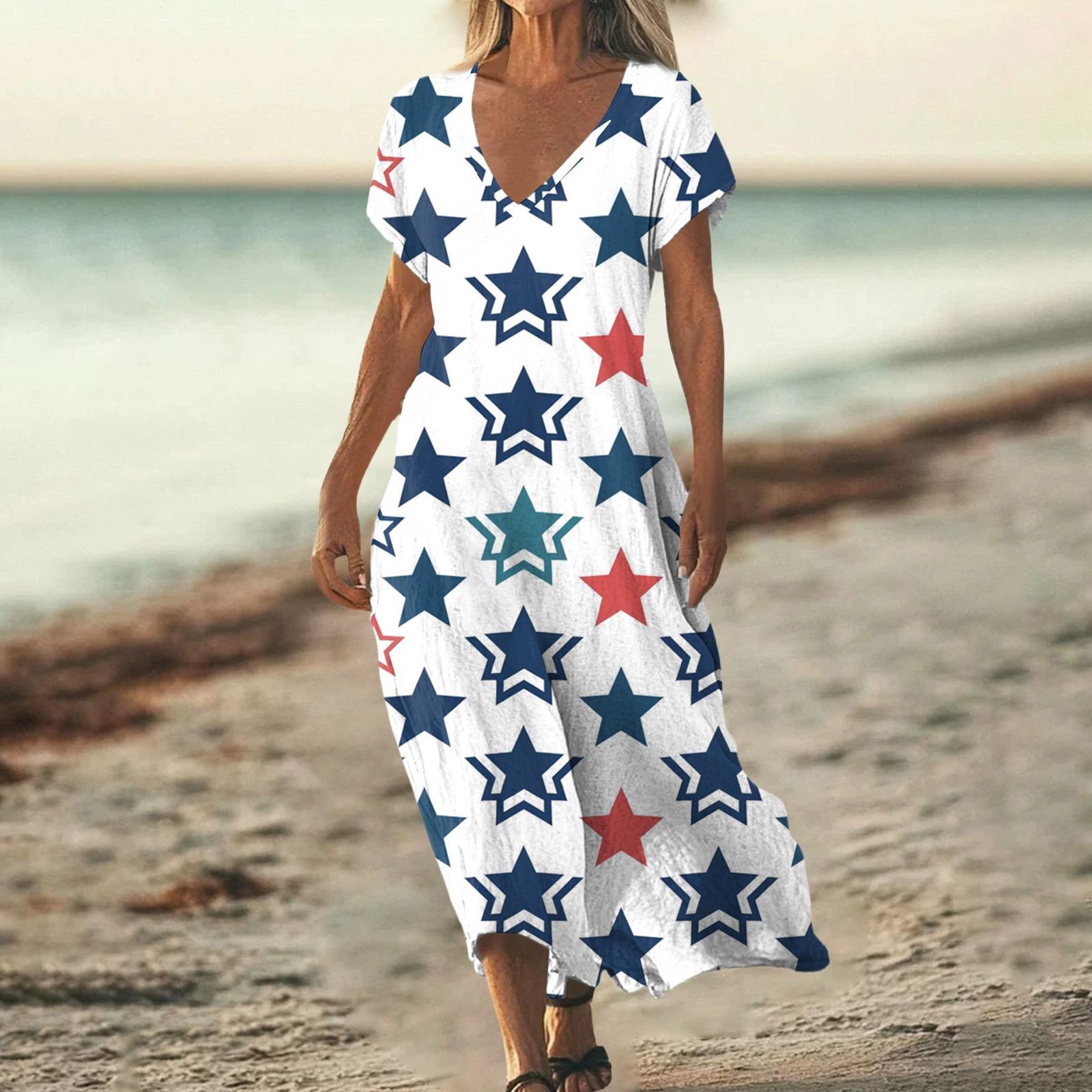 Summer Dress Women s Long Beach Dress Elegant Dress V-Neck Short Sleeve Summer Dress Light Airy M білий
Summer Dress Women s Long Beach Dress Elegant Dress V-Neck Short Sleeve Summer Dress Light Airy M білий