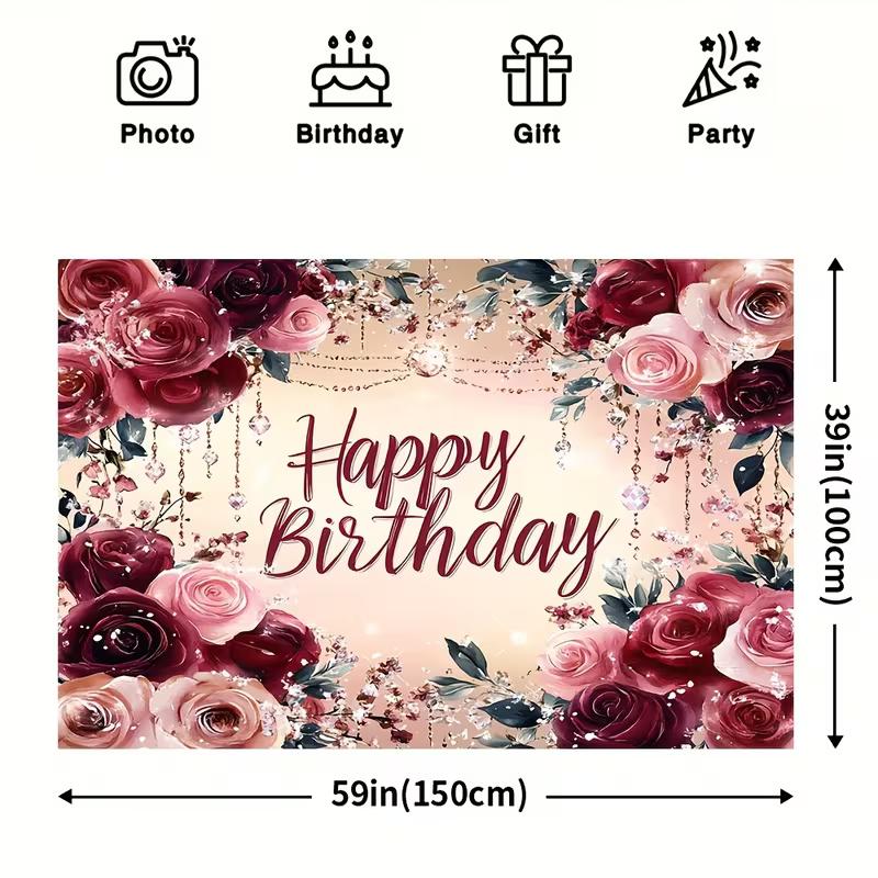 2D Happy Birthday Backdrop Burgundy Pink Rose Floral Party Photo Booth Background 47.2x31.5inch/120*80cm
2D Happy Birthday Backdrop Burgundy Pink Rose Floral Party Photo Booth Background 47.2x31.5inch/120*80cm