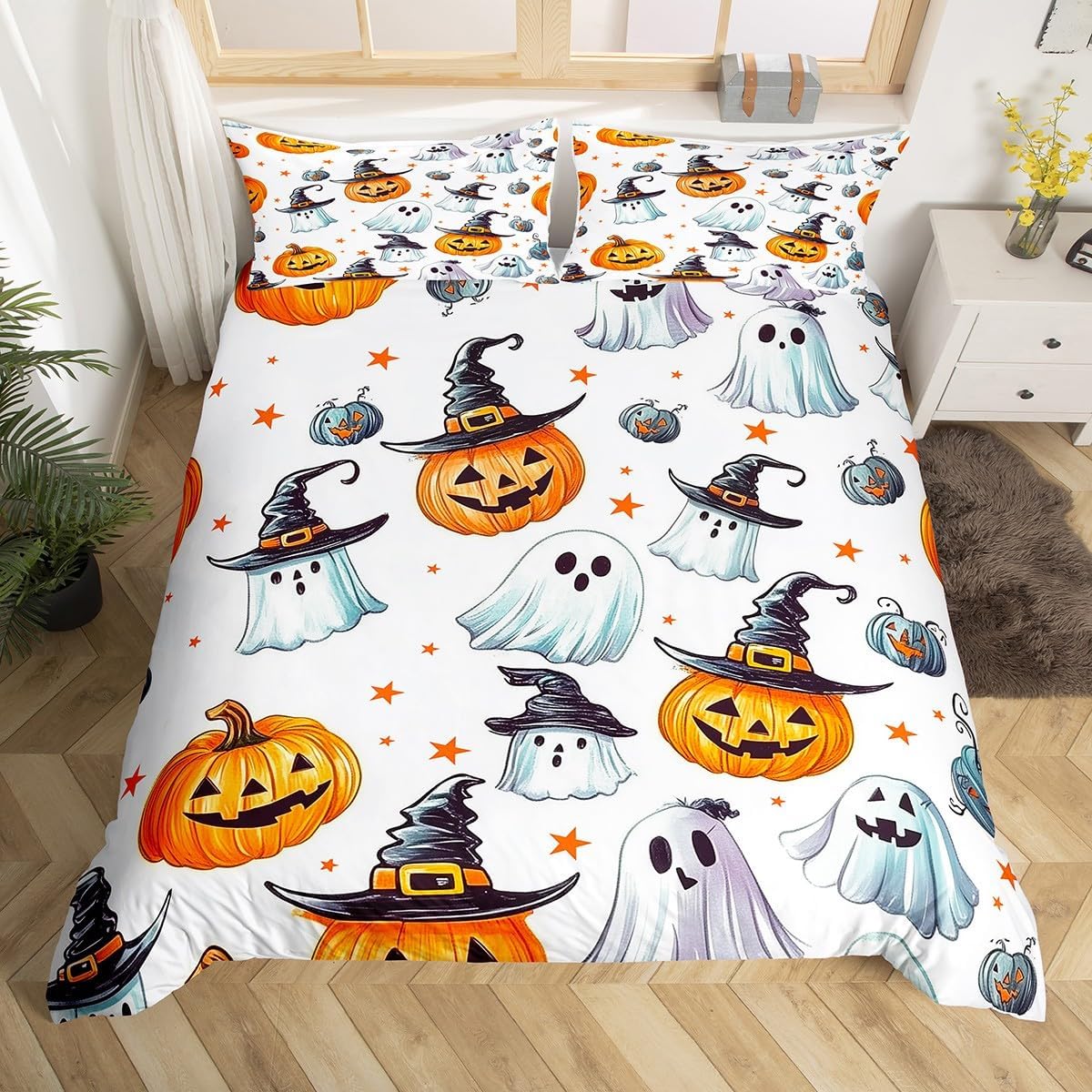 Halloween Ghost Duvet Cover Kawaii Cartoon Ghost Bedding Set Twin Queen For Boys Girl Room Decor Happy Halloween Comforter Cover EU Single(135x200cm)
Halloween Ghost Duvet Cover Kawaii Cartoon Ghost Bedding Set Twin Queen For Boys Girl Room Decor Happy Halloween Comforter Cover EU Single(135x200cm)
