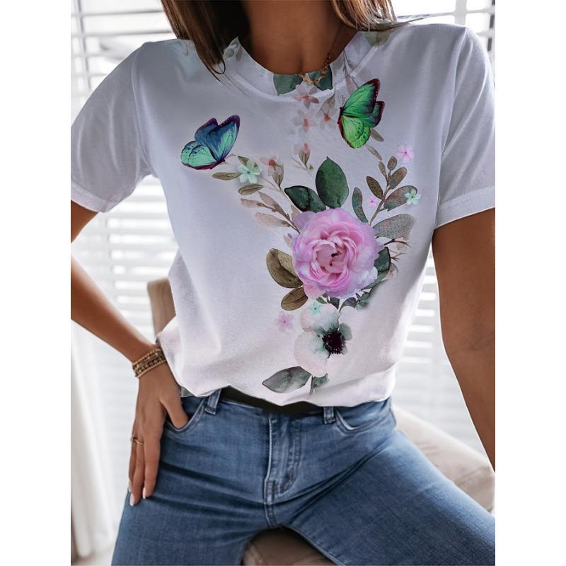 Fashionable Butterfly and Flower 3D Digital Printing Women s Casual T-Shirt Women s Summer Round Neck Short Sleeve Top XL
Fashionable Butterfly and Flower 3D Digital Printing Women s Casual T-Shirt Women s Summer Round Neck Short Sleeve Top XL