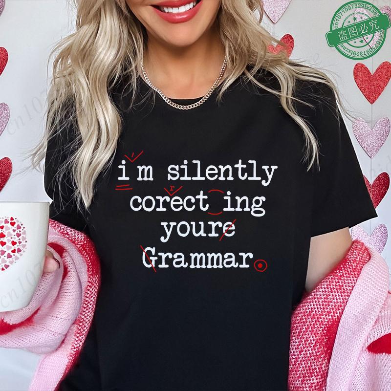 Funny Grammar Humor T-Shirt I m Silently Correcting Your Grammar , Red Proofreading Marks Graphic Tee, Women Short Sleeve Tops 2XL
Funny Grammar Humor T-Shirt I m Silently Correcting Your Grammar , Red Proofreading Marks Graphic Tee, Women Short Sleeve Tops 2XL