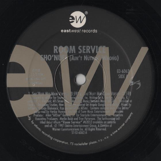 12inch Record ROOM SERVICE - Sho Nuff (Ain t Nuthin Wrong) ED6041 EastWest Record 1997 US Rap & Hip-Hop/R&B Used
12inch Record ROOM SERVICE - Sho Nuff (Ain t Nuthin Wrong) ED6041 EastWest Record 1997 US Rap & Hip-Hop/R&B Used