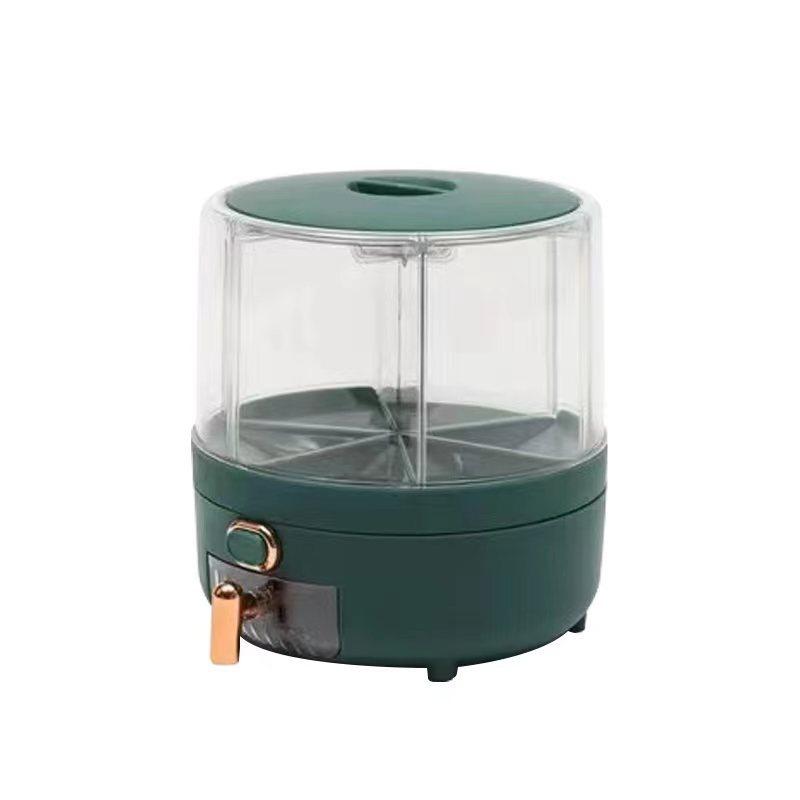 Кухонный резервуар большой емкости с 6 отделениями, пластиковое прозрачное ведро для риса, вращающийся дозатор зерна 10-20L зелёный