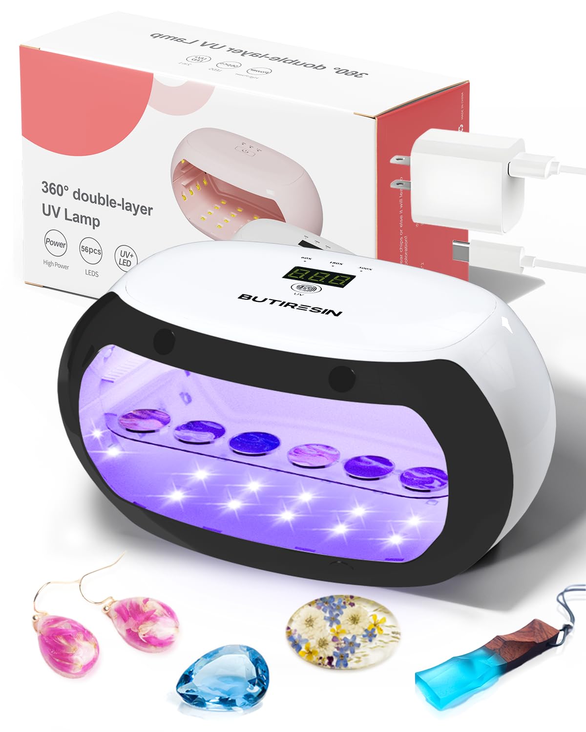 BUTIRESIN 60 Вт Сверхмощный УФ УФ Смола Свет Таймер Настройки или 300 56 Светодиодов DIY Крафт Свет для Смоляной Лампы, 2-в-1 - Двусторонняя Подсветка, белый
BUTIRESIN 60 Вт Сверхмощный УФ УФ Смола Свет Таймер Настройки или 300 56 Светодиодов DIY Крафт Свет для Смоляной Лампы, 2-в-1 - Двусторонняя Подсветка, белый