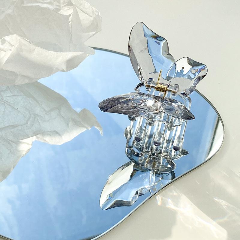 Милая Красочная Прозрачная Заколка-Краб для Волос в Виде Бабочки для Женщин Девочек Летняя Акриловая Нескользящая Большая Хрустальная Заколка-Краб для Тонких Волос