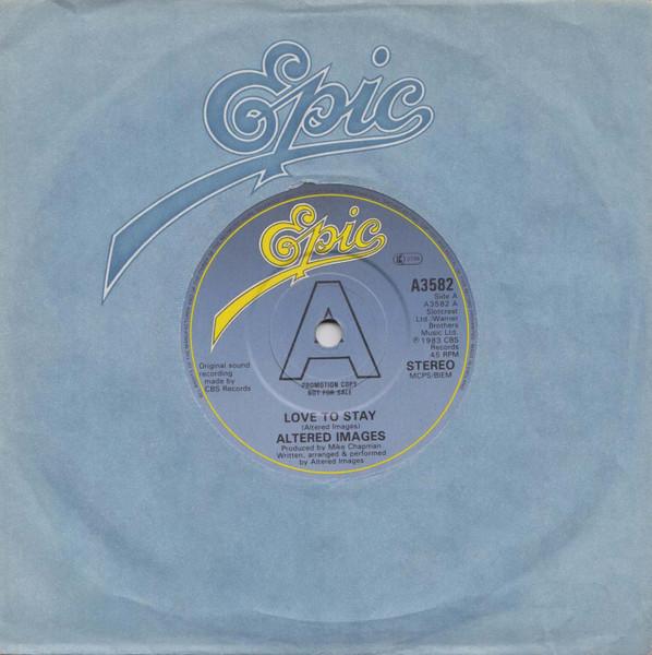 7inch Record ALTERED IMAGES - Love To Stay A3582 Epic 1983 UK Dance & Electronica Used
7inch Record ALTERED IMAGES - Love To Stay A3582 Epic 1983 UK Dance & Electronica Used
