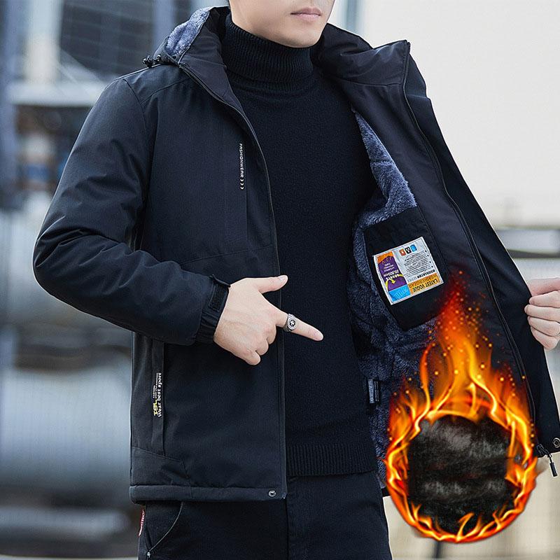 Мужская зимняя парка с флисовой подкладкой, шапка, съемная, толстая, теплая, с капюшоном, теплая шапка, пальто, мужской размер, плюшевая куртка, осенняя верхняя одежда XXXXL