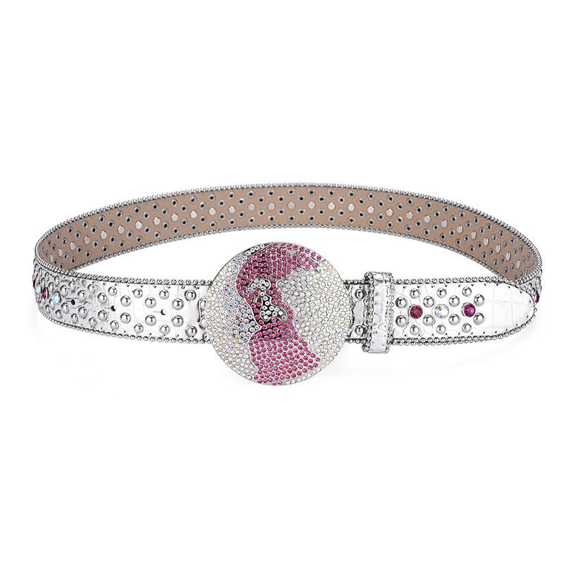 Ремень с круглой пряжкой и стразами для женщин, ремень в стиле хип-хоп и панк, персонализированный ремень для мужчин и женщин Buckle length 115cm серебряный
Ремень с круглой пряжкой и стразами для женщин, ремень в стиле хип-хоп и панк, персонализированный ремень для мужчин и женщин Buckle length 115cm серебряный