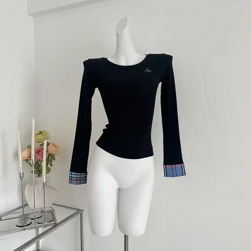 Designed Embroidered Plaid Splicing Long-sleeved T-shirt for Women in Autumn New Small Slim-fitting Bottoming Shirt with Inner Top S чорний
Designed Embroidered Plaid Splicing Long-sleeved T-shirt for Women in Autumn New Small Slim-fitting Bottoming Shirt with Inner Top S чорний