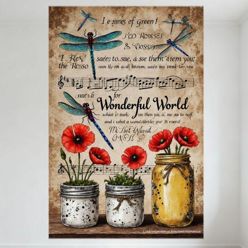 Vintage Wonderful World Nature & Music Tin Sign, Dragonflies Poppies Mason Jars, Rustic Whimsical Wall Art for Home Bar Cafe M 20x30cm(7.8x11.8inch)
Vintage Wonderful World Nature & Music Tin Sign, Dragonflies Poppies Mason Jars, Rustic Whimsical Wall Art for Home Bar Cafe M 20x30cm(7.8x11.8inch)