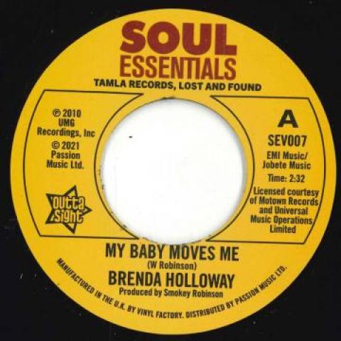 7inch Record BRENDA HOLLOWAY - My Baby Moves Me / Spellbound SEV007 Outta Sight 2010 UK Soul/Funk
7inch Record BRENDA HOLLOWAY - My Baby Moves Me / Spellbound SEV007 Outta Sight 2010 UK Soul/Funk