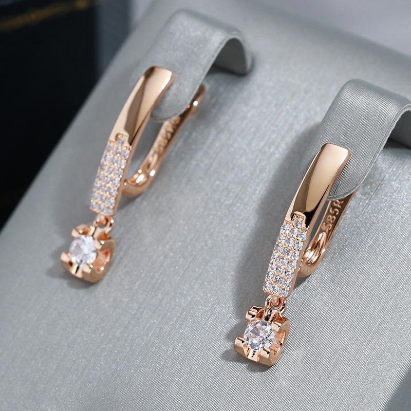Wbmqda Simple Elegant Drop Earrings For Women 585 Rose Gold Color With White Natural Zircon Daily Party Fine Jewelry Accessories
Wbmqda Simple Elegant Drop Earrings For Women 585 Rose Gold Color With White Natural Zircon Daily Party Fine Jewelry Accessories