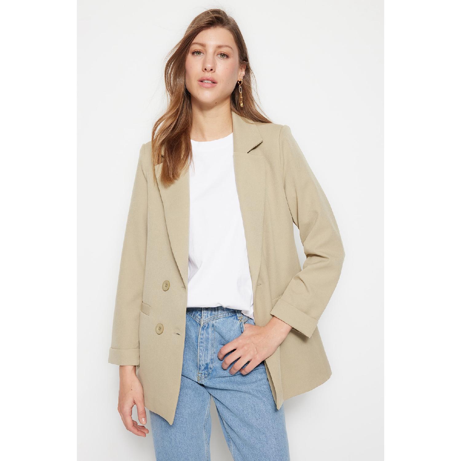 Светлый хаки, тканый пиджак на двойной подкладке с пуговицами Tctaw22ck0013 36
Светлый хаки, тканый пиджак на двойной подкладке с пуговицами Tctaw22ck0013 36