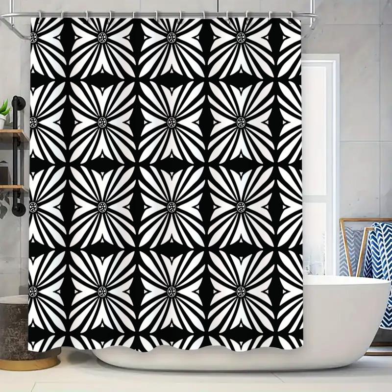 Black White Geometric Shower Curtain: Modern Bath Decor With Flower Pattern (180X240Cm) W60H190(CM)-1 Pcs
Black White Geometric Shower Curtain: Modern Bath Decor With Flower Pattern (180X240Cm) W60H190(CM)-1 Pcs