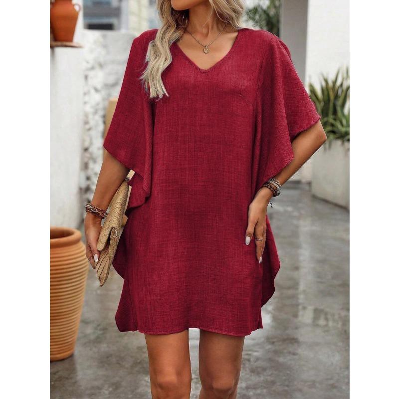VEZFAA Women s Fashion Summer Spring Solid Color Print 1/2 Sleeves V-Neck Loose Waistlinet Casual Dresses XXL червоний
VEZFAA Women s Fashion Summer Spring Solid Color Print 1/2 Sleeves V-Neck Loose Waistlinet Casual Dresses XXL червоний