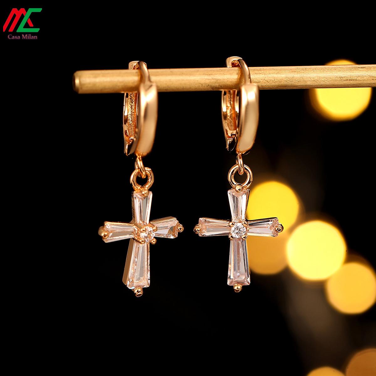 Retro copper white zircon ear buckle cross earrings high-end temperament ear buckle female
Retro copper white zircon ear buckle cross earrings high-end temperament ear buckle female