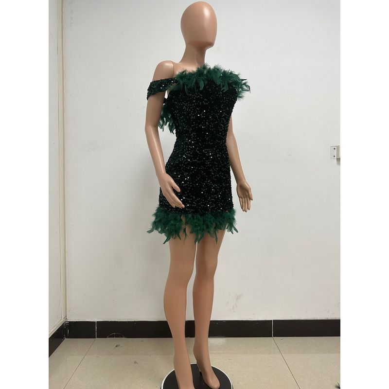 Fashion Women s Summer Ins Style Sequin Backless Beach Skirt off-Shoulder Feather Sexy Sheath Jumpsuit Skirt Dress Dark green 2XL
Fashion Women s Summer Ins Style Sequin Backless Beach Skirt off-Shoulder Feather Sexy Sheath Jumpsuit Skirt Dress Dark green 2XL