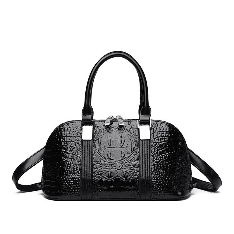 Новая роскошная лакированная кожаная сумка с тиснением под крокодила через плечо - горячая распродажа, элегантная дизайнерская женская сумка-тоут чёрный