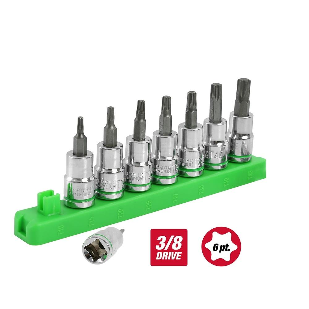 9-Piece 3/8 inch Drive Star Socket Bit Set Chrome Vanadium Steel Standard Depth Sockets Storage Rail Automotive DIY Repair United States
9-Piece 3/8 inch Drive Star Socket Bit Set Chrome Vanadium Steel Standard Depth Sockets Storage Rail Automotive DIY Repair United States