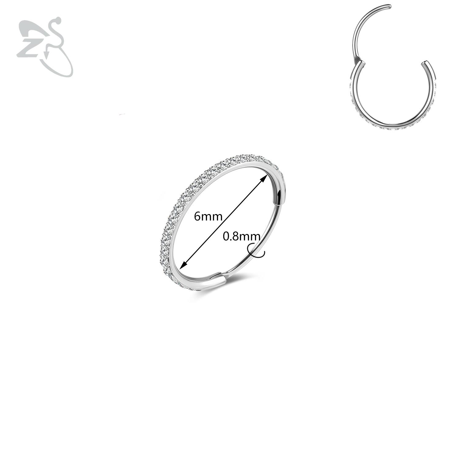 ZS 1PC Round Crystal Nose Piercing Silver Color Septum Ring Stainless Steel Nose Clicker Cartilage Piercing 20G Body Jewelry
ZS 1PC Round Crystal Nose Piercing Silver Color Septum Ring Stainless Steel Nose Clicker Cartilage Piercing 20G Body Jewelry