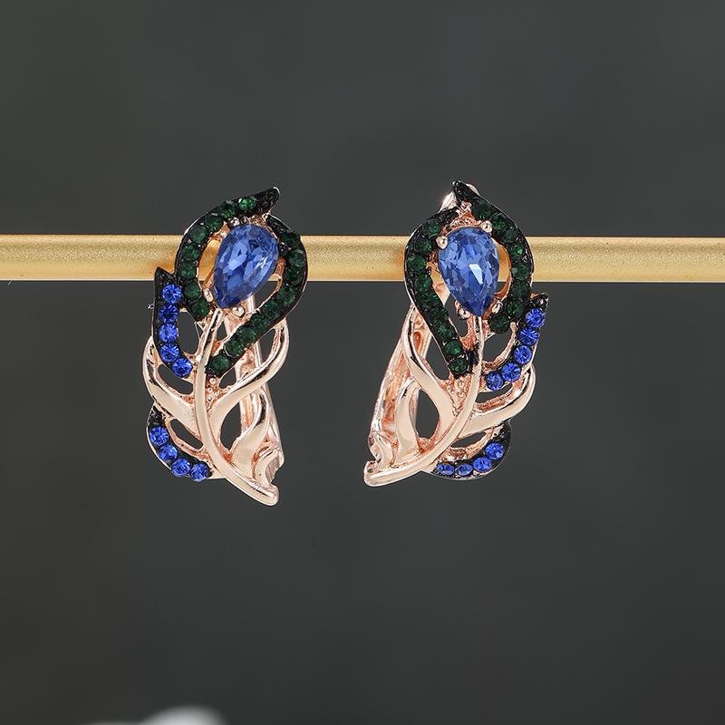 Exquisite and Fashionable Blue and Green Color Inlaid Zircon Leaf Earrings, Women s Retro Luxury Holiday Accessories Zircon
Exquisite and Fashionable Blue and Green Color Inlaid Zircon Leaf Earrings, Women s Retro Luxury Holiday Accessories Zircon