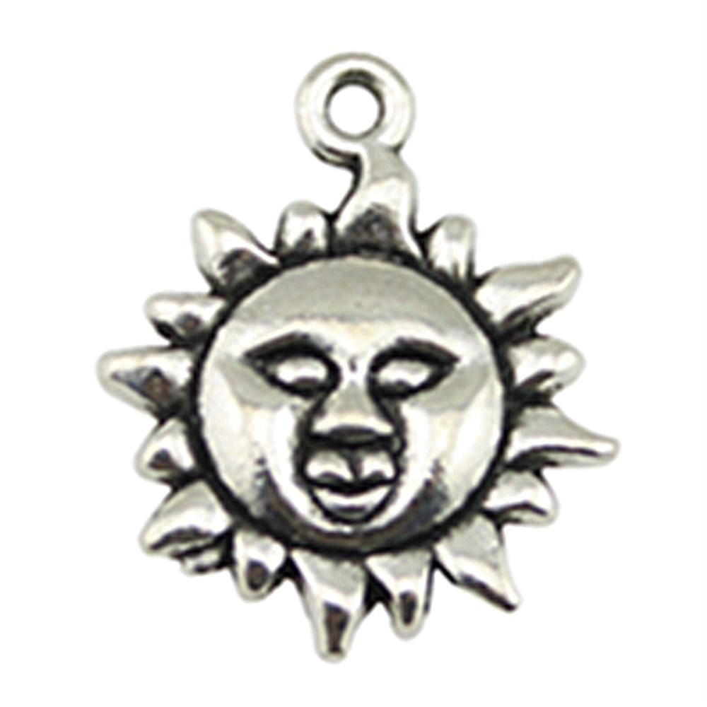 10шт. Подвески-подвески-солнце, античное серебро, цвет цинкового сплава, 23х19 мм. 
10шт. Подвески-подвески-солнце, античное серебро, цвет цинкового сплава, 23х19 мм.