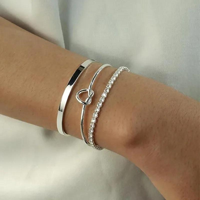 3pcs/set Stainless Steel Stack Cuff Bracelets for Women 14K Copper Plated Adjustable Zircon Luxury CZ Chain Love Knot Bangles
3pcs/set Stainless Steel Stack Cuff Bracelets for Women 14K Copper Plated Adjustable Zircon Luxury CZ Chain Love Knot Bangles