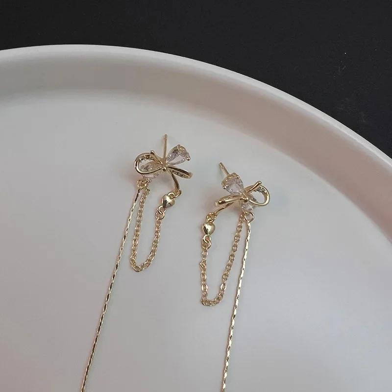 Korean 925 Sterling Silver Crystal Bowknot Long Crystal Stud Earrings For Women Wedding Party Jewelry Gift Female Pendientes
Korean 925 Sterling Silver Crystal Bowknot Long Crystal Stud Earrings For Women Wedding Party Jewelry Gift Female Pendientes