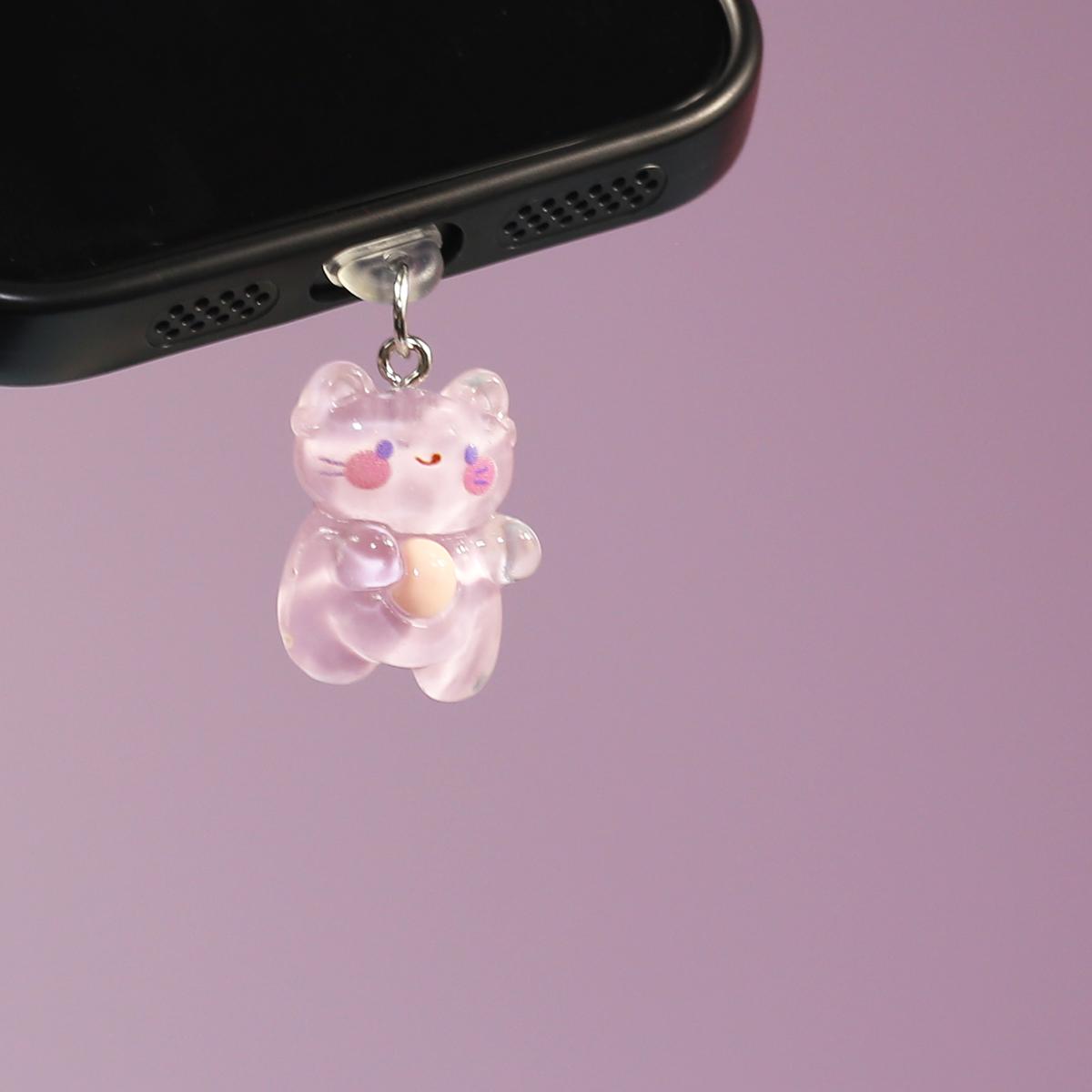 Purple Transparent Cat Cute Cartoon Animal Phone Dust Stopper Pendant Decoration pendant suitable for iPhone Samsung Type-C univ
Purple Transparent Cat Cute Cartoon Animal Phone Dust Stopper Pendant Decoration pendant suitable for iPhone Samsung Type-C univ