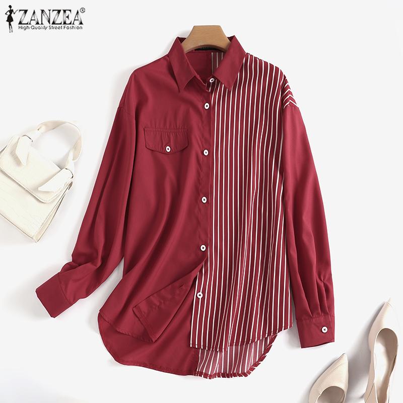 ZANZEA Женская повседневная блузка в полоску с отложным воротником и длинными рукавами
ZANZEA Женская повседневная блузка в полоску с отложным воротником и длинными рукавами