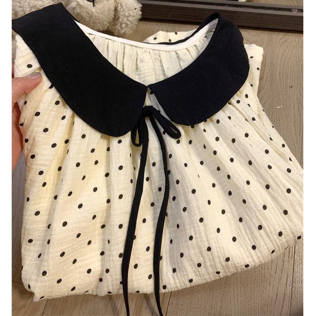 New doll collar polka dot pajamas women s summer short-sleeved shorts two-piece set Korean version of casual loose loungewear S
New doll collar polka dot pajamas women s summer short-sleeved shorts two-piece set Korean version of casual loose loungewear S
