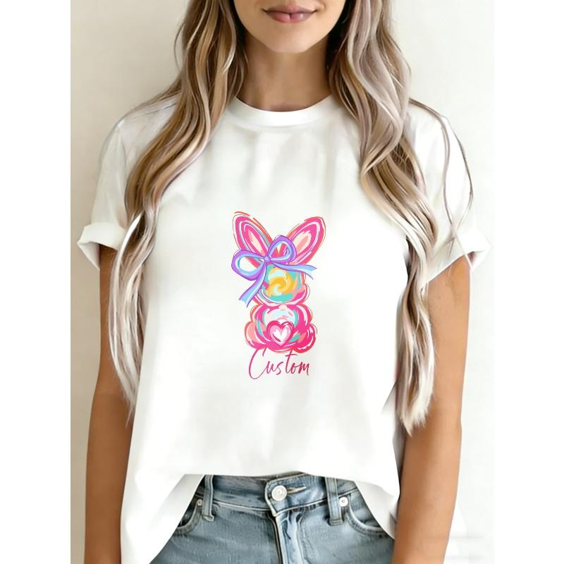 White T Shirt With Colorful Bunny And Heart Design Custom Text For Casual Wear XXXXL білий
White T Shirt With Colorful Bunny And Heart Design Custom Text For Casual Wear XXXXL білий