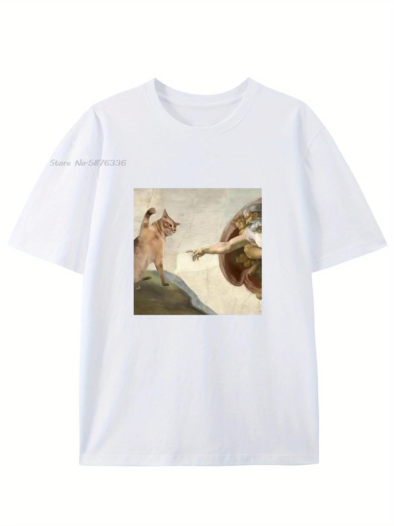 Humorous Cat And Adam Creation Parody Graphic Tshirt Casual Oneck Tees Fashion Cotton T Shirt Oversized Tshirt Men Clothing S
Humorous Cat And Adam Creation Parody Graphic Tshirt Casual Oneck Tees Fashion Cotton T Shirt Oversized Tshirt Men Clothing S