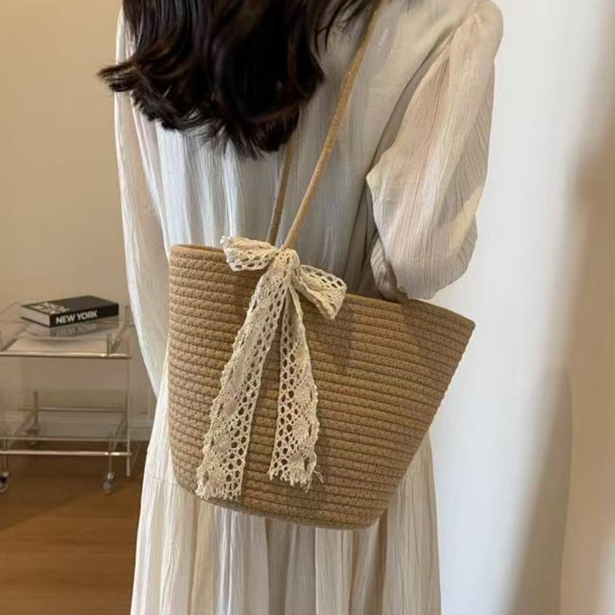 Woven Straw Bag for Women, Large Capacity, Wool and Cott Thread, Fashiable Autumn and Winter Versatile Shoulder Bag, Beach Bag, Tote Bag
Woven Straw Bag for Women, Large Capacity, Wool and Cott Thread, Fashiable Autumn and Winter Versatile Shoulder Bag, Beach Bag, Tote Bag