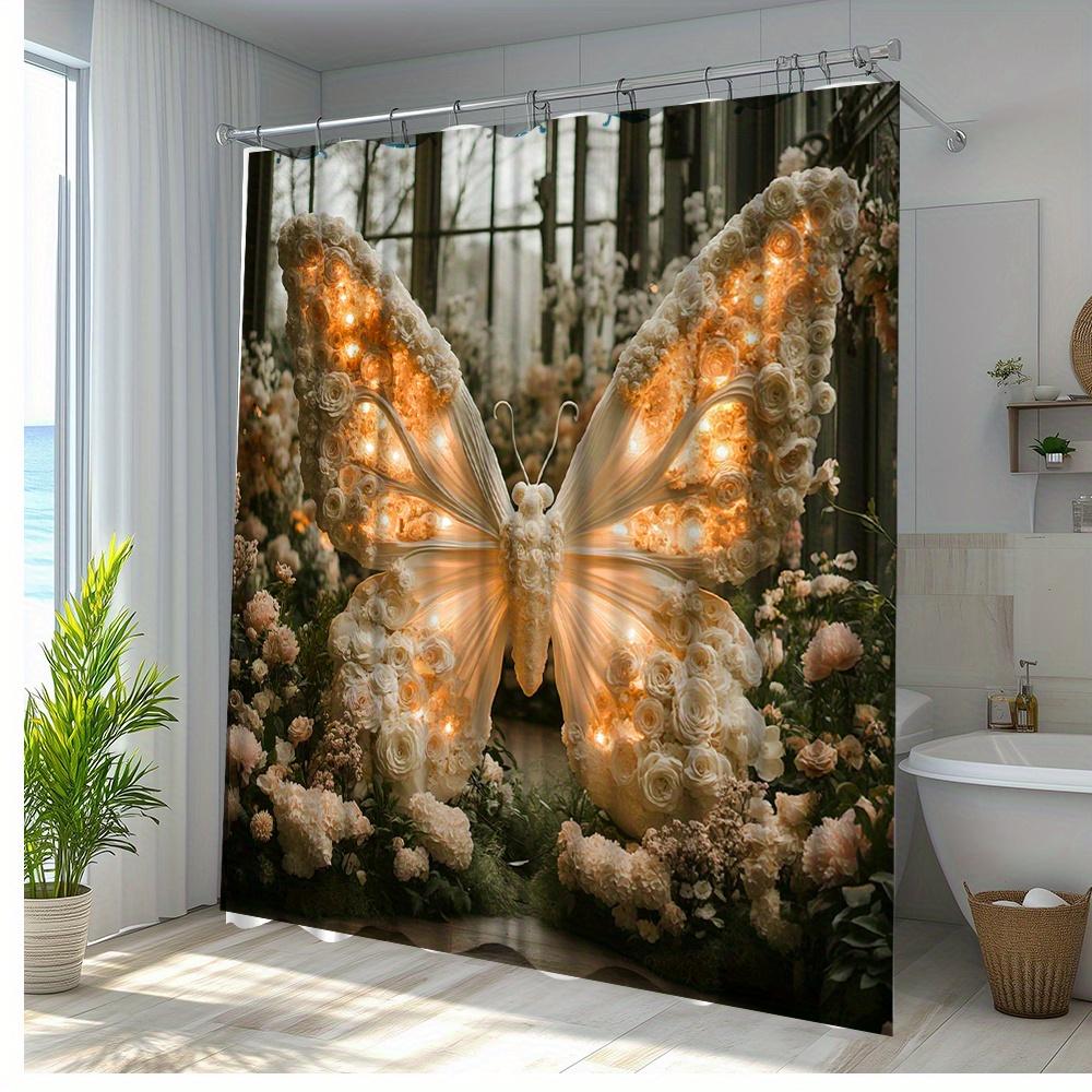 1Pc Butterfly & Floral Shower Curtain With Illuminated Design - Polyester Fabric Bathroom Decor, 70.8X70.8 Inches, W60H190(CM)-1 Pcs
1Pc Butterfly & Floral Shower Curtain With Illuminated Design - Polyester Fabric Bathroom Decor, 70.8X70.8 Inches, W60H190(CM)-1 Pcs