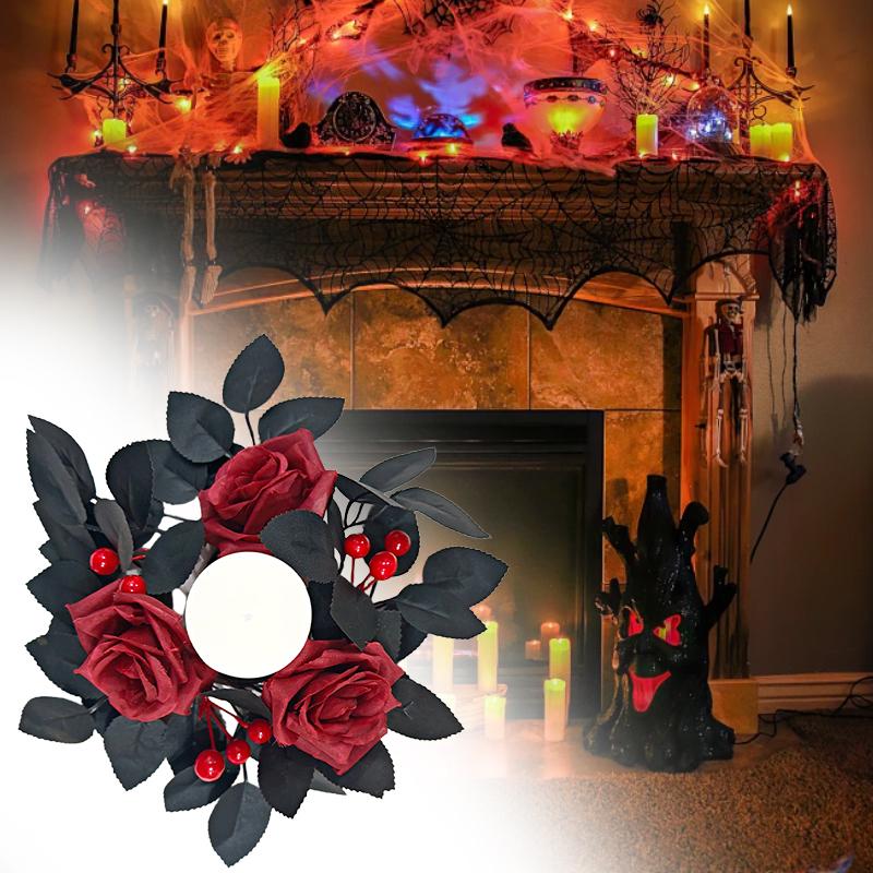 Halloween Plastic Ornament Silk Flower Desktop Table Simulated Rose Home Candle Ring Chic Party Decoration
Halloween Plastic Ornament Silk Flower Desktop Table Simulated Rose Home Candle Ring Chic Party Decoration