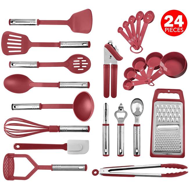 24Pcs Nylon Kitchen Utensils Set, Non-stick Cooking Tools with Heat-Resistant Handle, Apartment Must Haves красный
24Pcs Nylon Kitchen Utensils Set, Non-stick Cooking Tools with Heat-Resistant Handle, Apartment Must Haves красный