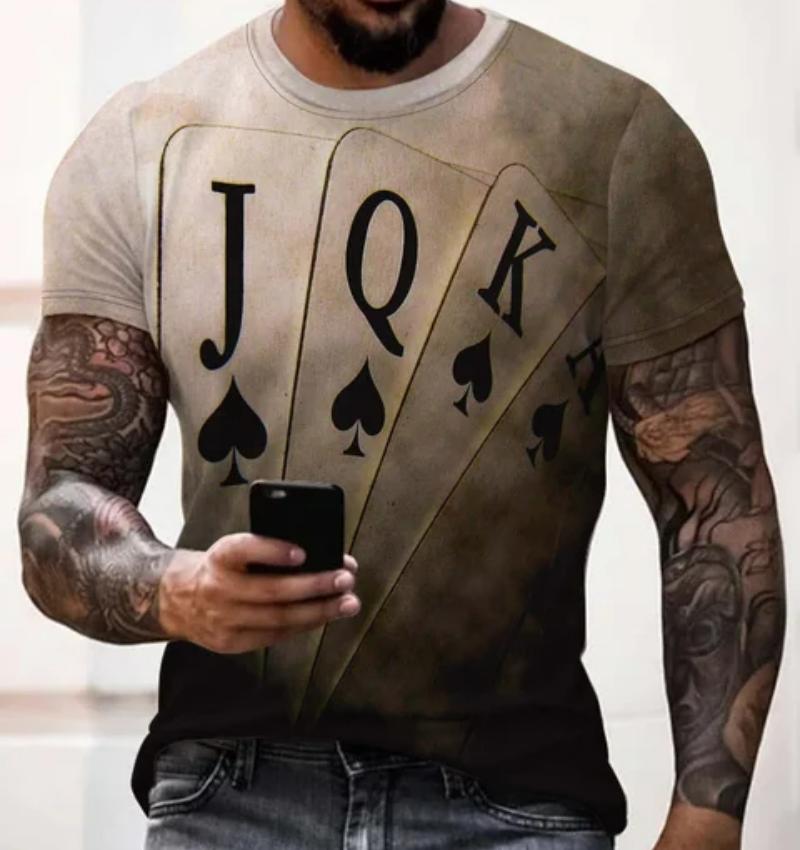 Модна чоловіча футболка Poker JQK 3d Футболка Oversize Футболка Вуличний одяг Повсякденна футболка з коротким рукавом Літній чоловічий одяг Топи 4XL
Модна чоловіча футболка Poker JQK 3d Футболка Oversize Футболка Вуличний одяг Повсякденна футболка з коротким рукавом Літній чоловічий одяг Топи 4XL