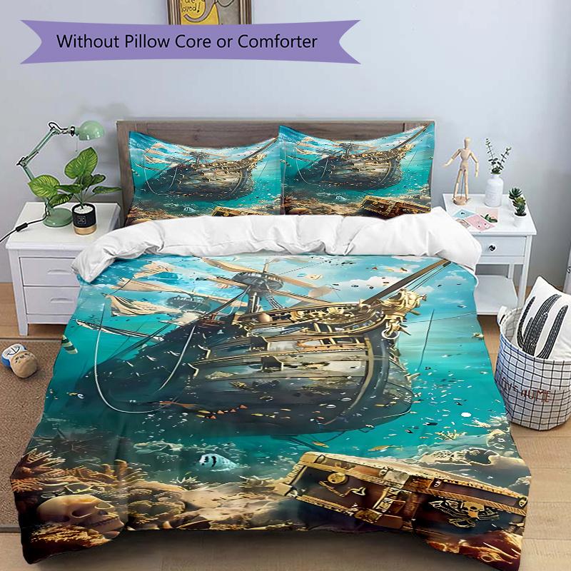 3pcs Pirate Ship Treasure Chest Skull Home Decor Bedding Set - Includes One Quilt Cover and Two Pillowcases (No Core) - Anime Cartoon Design for Bedro 135x200cm
3pcs Pirate Ship Treasure Chest Skull Home Decor Bedding Set - Includes One Quilt Cover and Two Pillowcases (No Core) - Anime Cartoon Design for Bedro 135x200cm